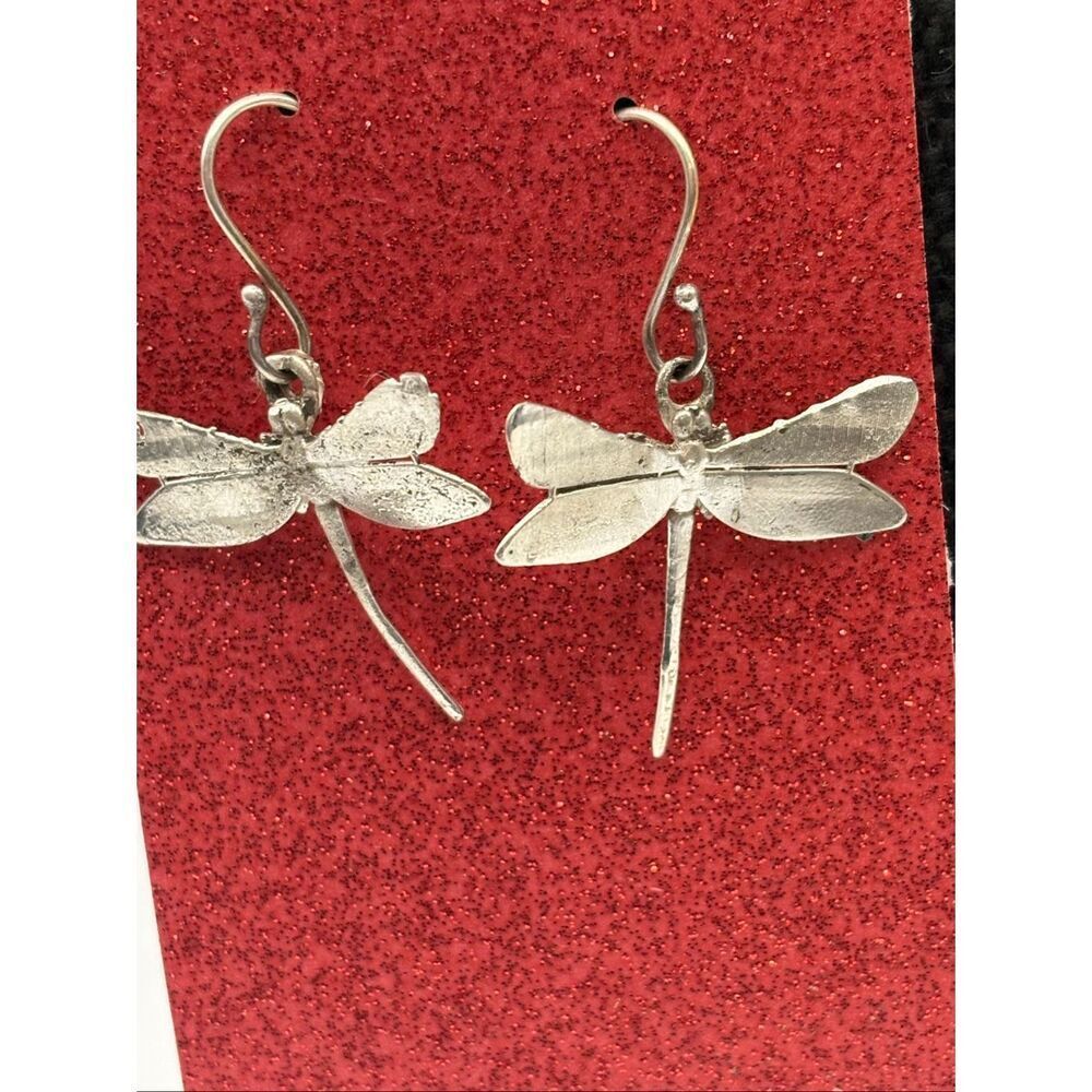 Sterling Silver Dragonfly Earrings, Handmade, NEW, 1.75”